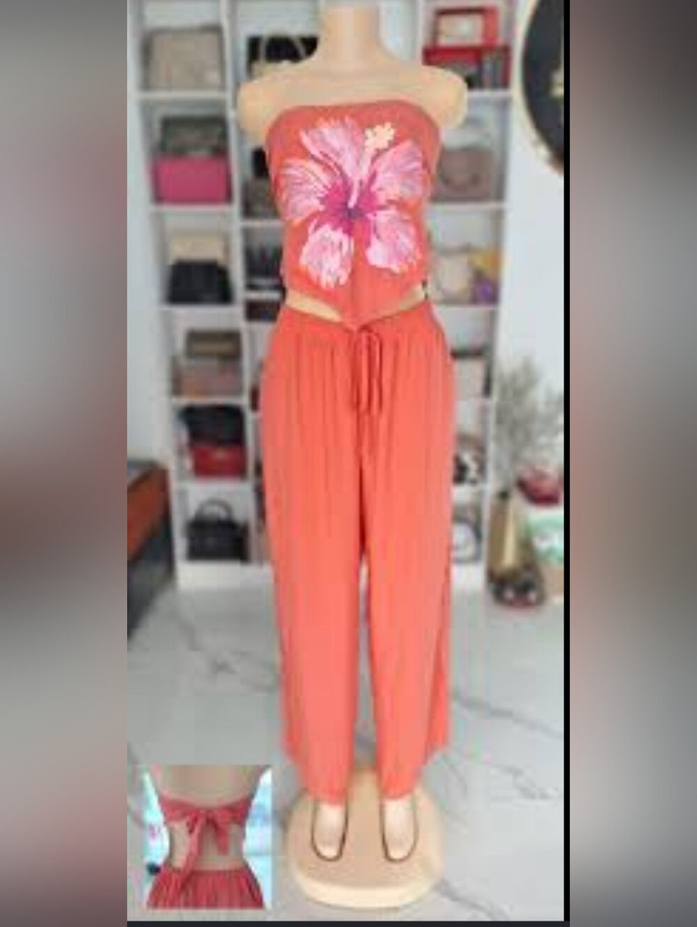 BEBE Tropical Coral Two-Piece Set – Size Small - Picture 2 of 12